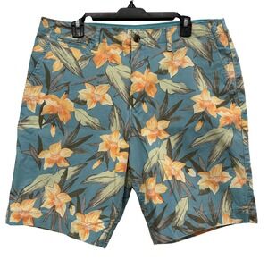 American Eagle Mens Size 36 Next Level Flex Floral Tropical Shorts Teal Blue